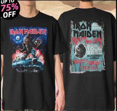 Vintage Tričko z turné Iron Maiden _ Run for Your World Budapešť 2000s Kapelové tričko High-end Luxus je pre mužov aj ženy Top Y2k