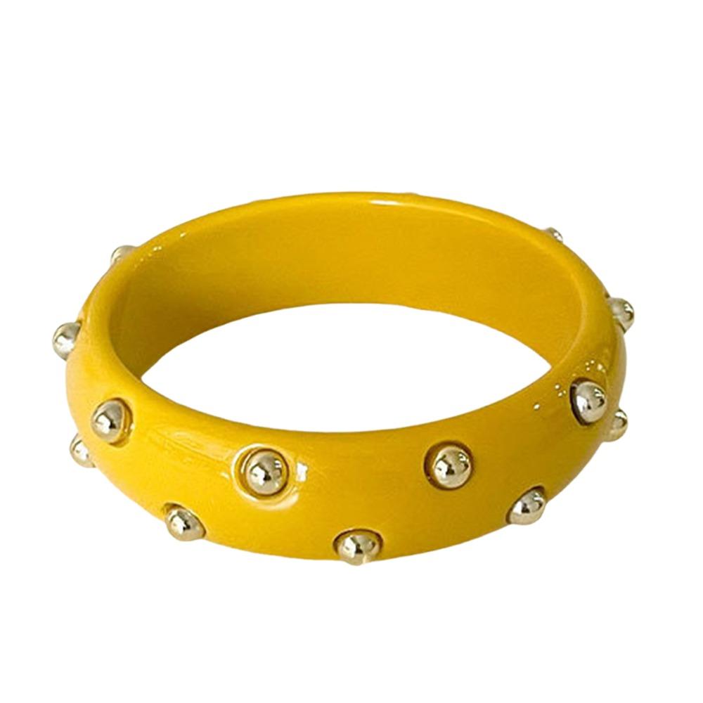Punk Style Resin Bangle Vintage Chunky Bracelet Metal Point Wide Bangle Women Accessories