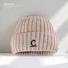 Warm Knitted Wool Hat for Men and Women Korean Version C Letter Embroidered Melon Leather Hat Showing Face with Little Couple Cold Hat Trend