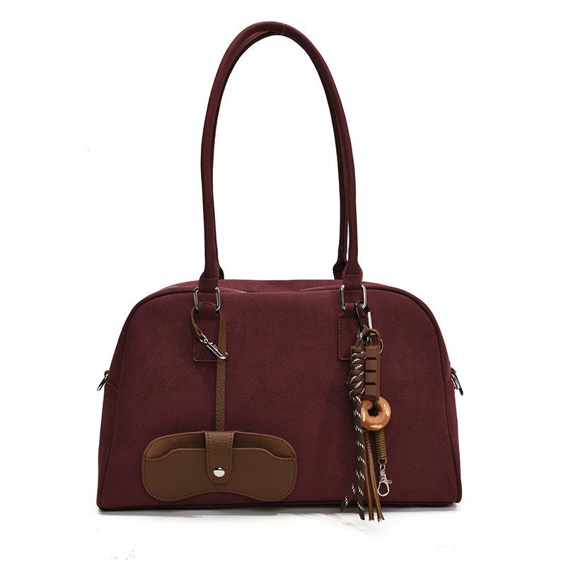 Big Size Women Bowling Bags Suede Pure Color Large Capacity Shoulder Crossbody Bag With Lg Strap 2026 Luxury Designer Handbags
