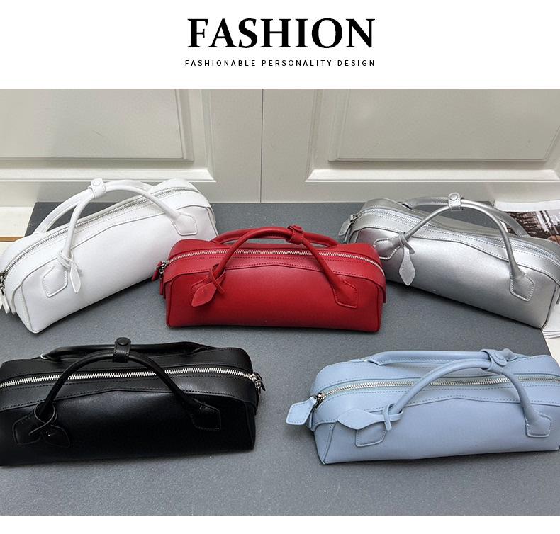 Europäischer & Amerikanischer Stil Echtes Leder Damen Crossbody Baguette Tasche - Modisches Erstschicht-Rindsleder für Pendeln & Streetstyle