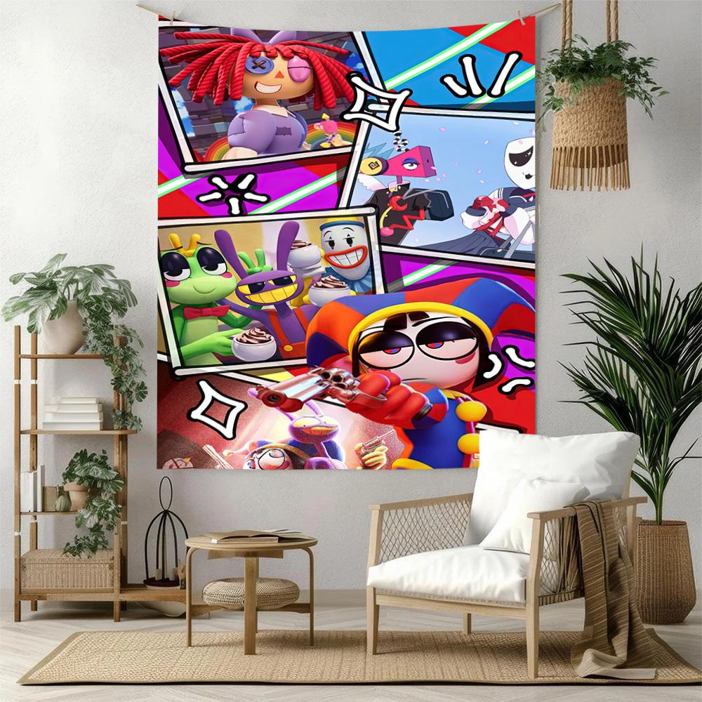 Digital Circus Wall Decor Tapestry Art For Pet Memorial Birthdaywedding Party Backdrop Family Gift