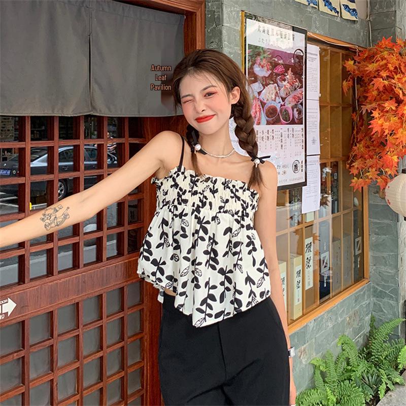 

2026 Spring/Summer Women s Floral Sleeveless Camisole Top - Chic First Love Bandeau Outerwear M (Premium Quality)