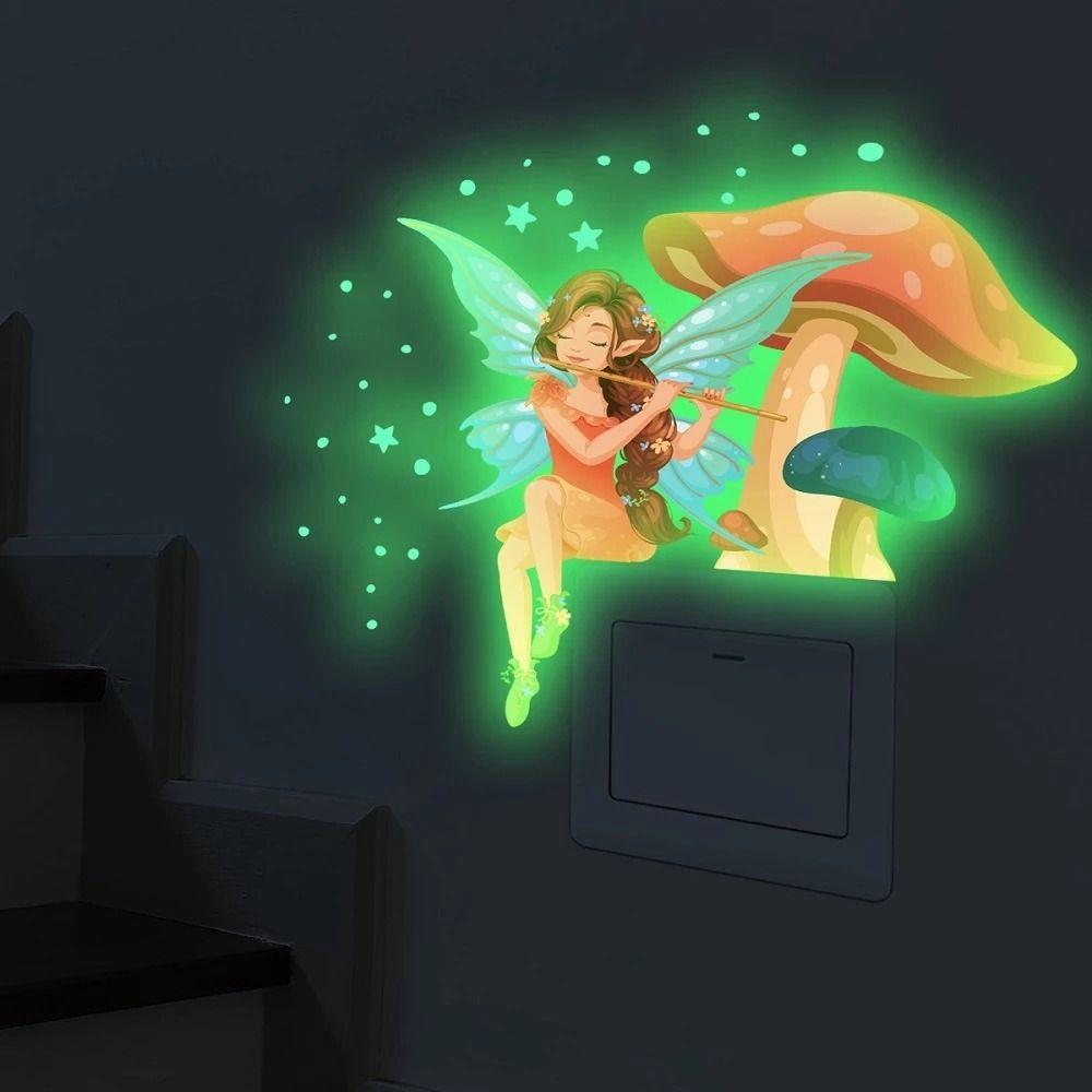 Wall DIY Cartoon Switch Stickers Luminous Wall Stickers Fluorescent Sticker Fairy Mushroom Stickers