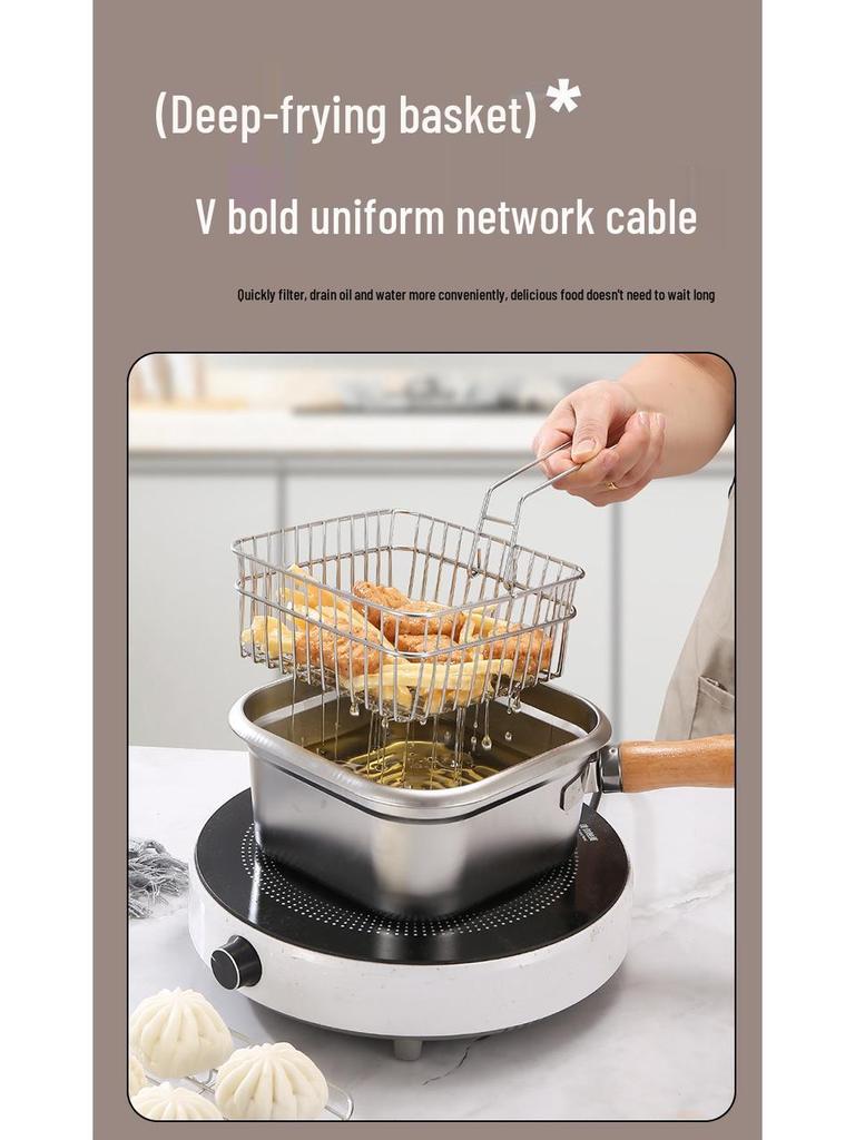 Stainless Steel Multifunctional Cookware: Square Deep Fryer, Milk Steamer, Noodle Pot, Portable Fresh-Keeping Box