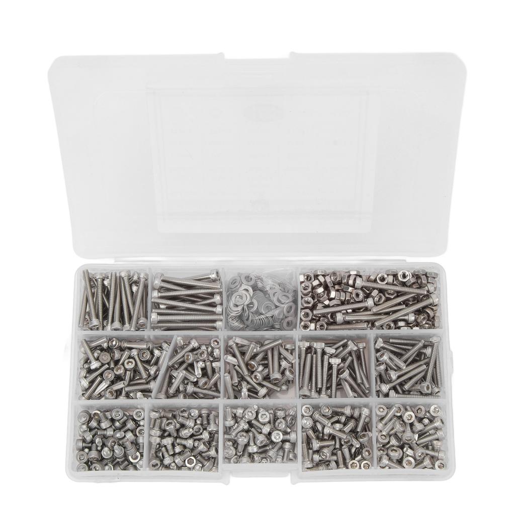 M3 Screw Assortment Kit 304 Stainless Steel Hex Socket Screws Nuts Washers Combination Set