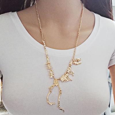 Punk Vintage Exaggerated Dinosaur Skeleton Pendant Necklaces for Women Men Gothic Creative Personlity Necklace Party Jewelry