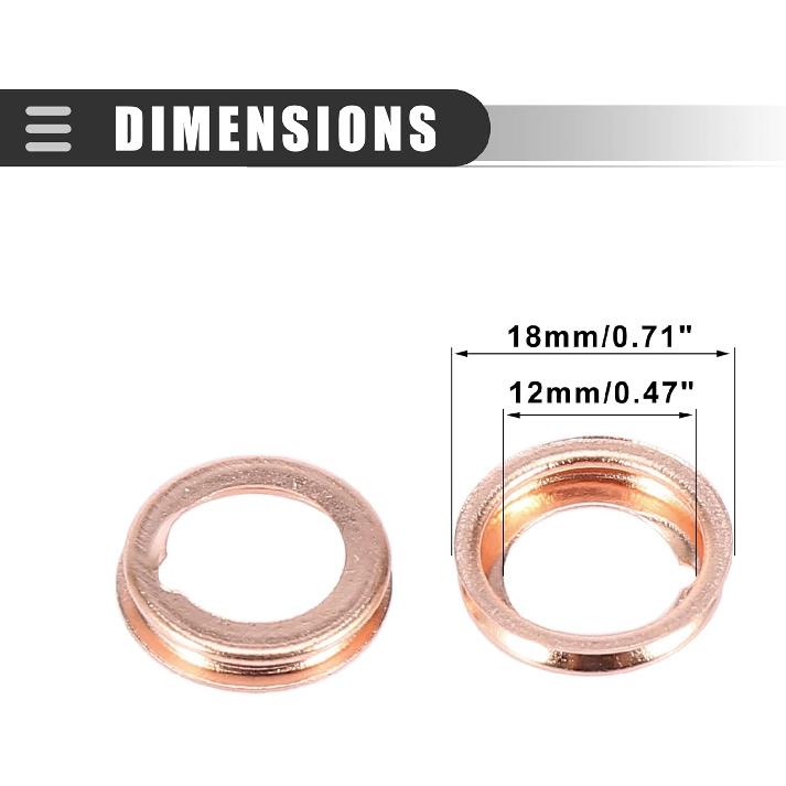 Motoforti M12 Oil Drain Plug Gaskets, Flat Washer Gaskets, for Nissan 350Z 2003-2009, Aluminum Alloy, 11026-01M02, Rose Gold, Pack of 50
