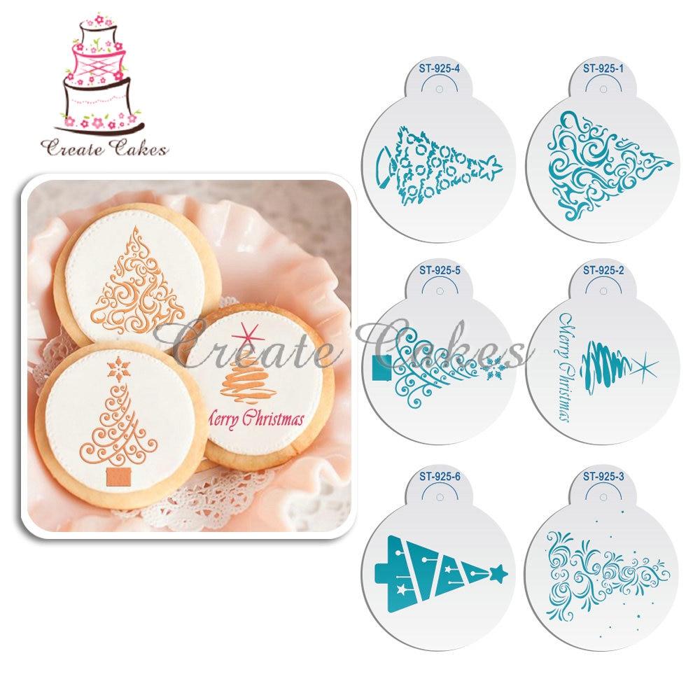 6pcs Christmas Tree Mold Milk Cake Cupcake Stencils Cookie Coffee Template Set 6pcs Christmas Tree Mold Milk Cake Cupcake Stencils Cookie Coffee Template Set