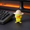 Compact Ornament for Monitor Stand 4Pcs 3D Printed Angry Duck Figurines, Mini Grumpy with Straw Hat, Collectible Figurine Desk Enthusiasts Cute