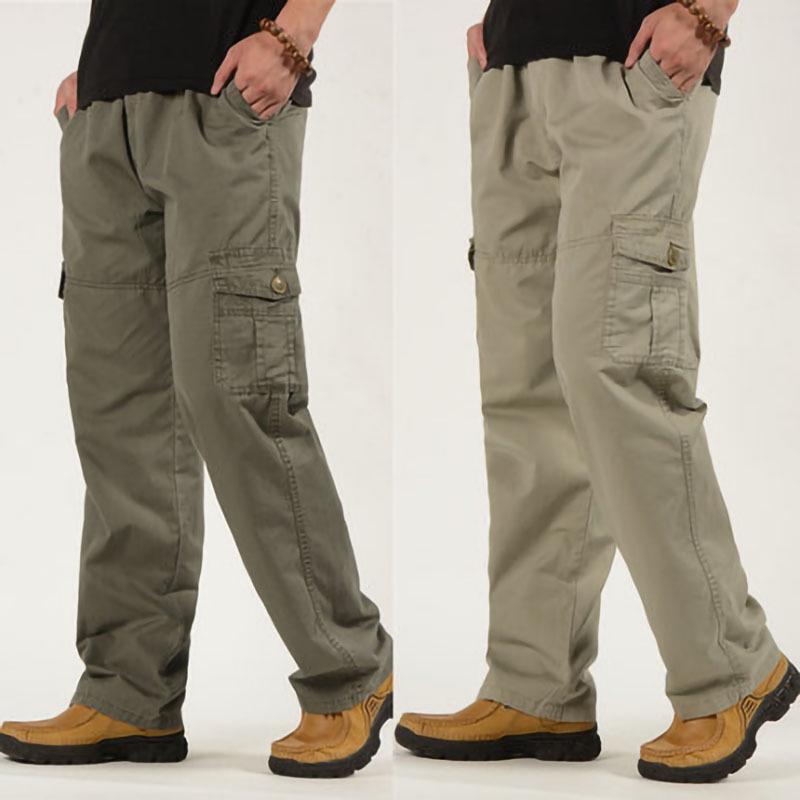 Pantaloni cargo multitasche da uomo, pantaloni casual dritti alla moda primavera estate, pantaloni cargo larghi da uomo
