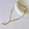 Gold Paperclip Necklace Adjustable Sweater Chain Necklace Metal Choker Necklace  Women's Jewelry