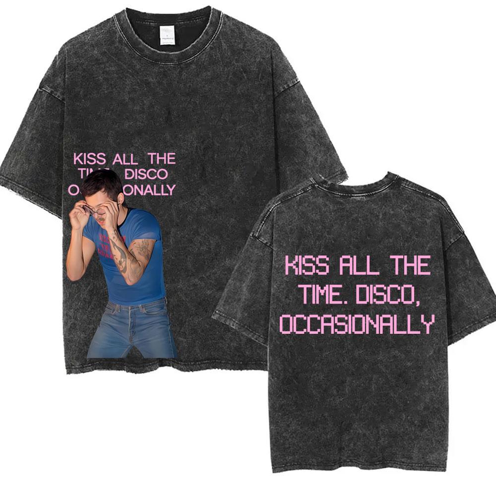 

Hot Sale Kiss All The Time Disco Occasionally Vintage Washed T Shirt Men Women Fashion Pop Music Tshirt Unisex Oversized Tshirt S