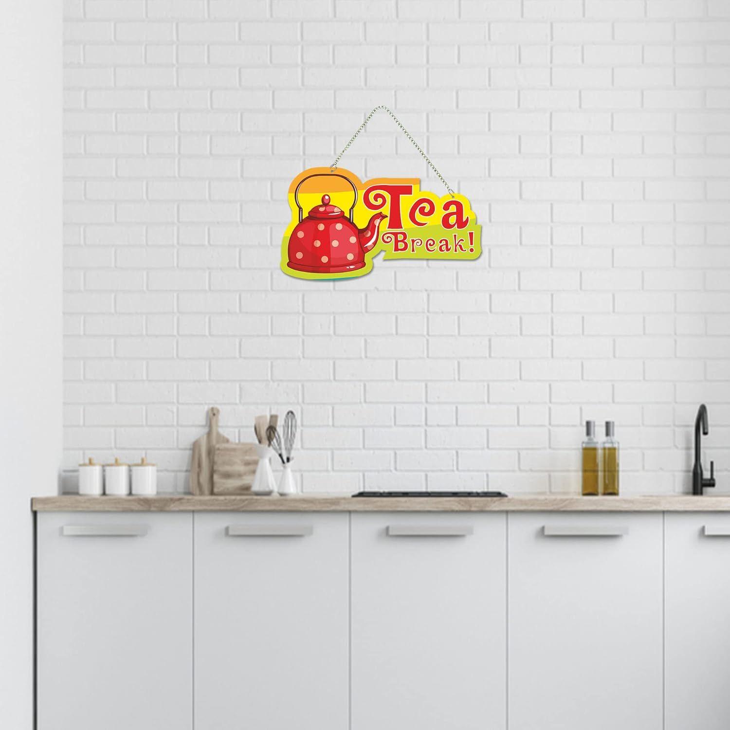 

Wood Tea Break Quote Wall Hanger for Home Decor|Office|Gifts|Bedroom|Wall Decorative Items for Living Room|Door Hanging|Modern Decoration Items