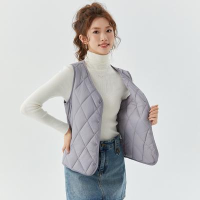Women's Fall and Winter Lightweight Warm Comfortable Enlarged Suit Pointed Angle Can Be Taken Inside The Female Cotton Vest Double-sided