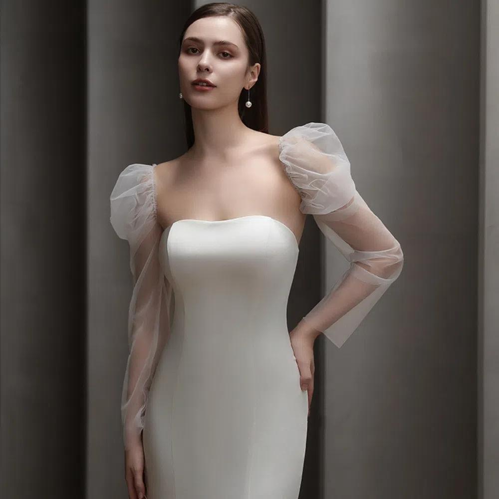 Fashion Transparent Bridal Sleeves Breathable Thin Wedding Long Sleeves Yarn Arm Covers