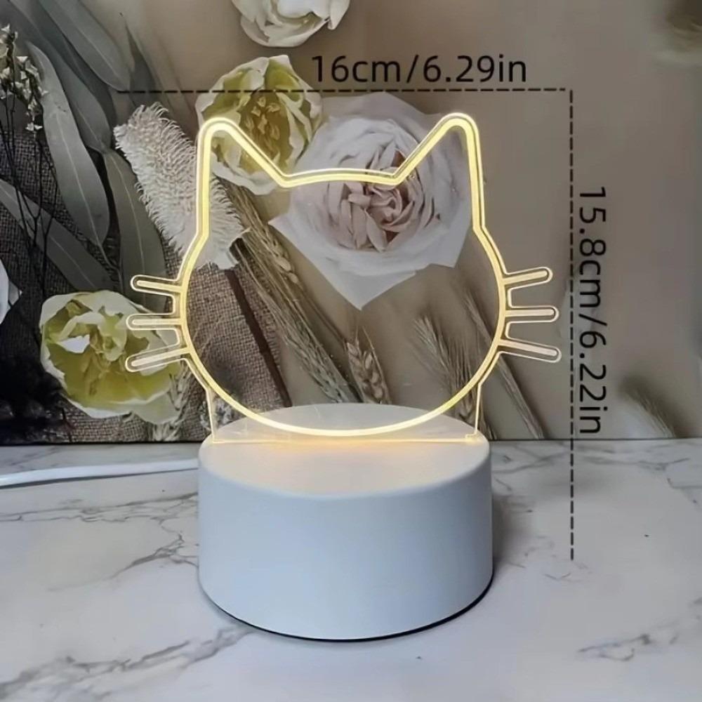 3D Message Board LED Night Lights A Repeatable Writing Cat Face Shape LED Writing Board DIY Transparent USB
