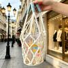 Bag For Water Bottle Handwoven Mesh Portable With Handle Drink Carrier Bag For Shopping Work Travel Daily Outdoor