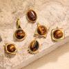 Stainless Steel Tiger Eye Oval Pendant & Earrings Set