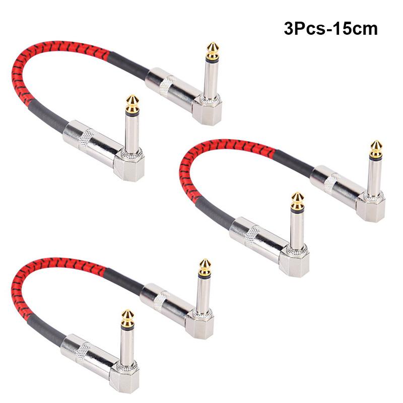 1/3Pcs Guitar Effect Pedal Patch Cable 6.35Mm Cord Low Noise Shielded Audio Cable Electric Guitar Color Braided Cable 15/30Cm