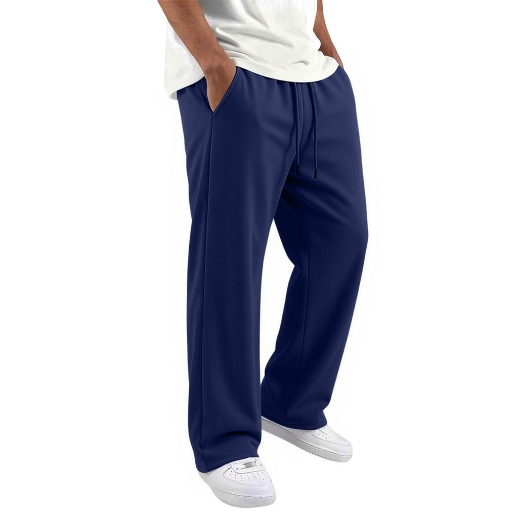 Men's Casual Loose Fit Wide Leg Travel Pants with Pockets Lightweight Straight Leg