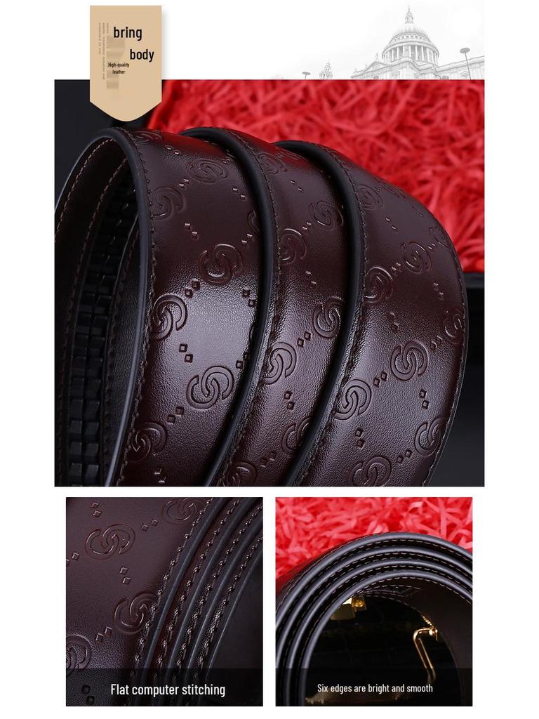 Men's High-End Genuine Leather Automatic Buckle Belt - Versatile Casual Cowhide Waistband