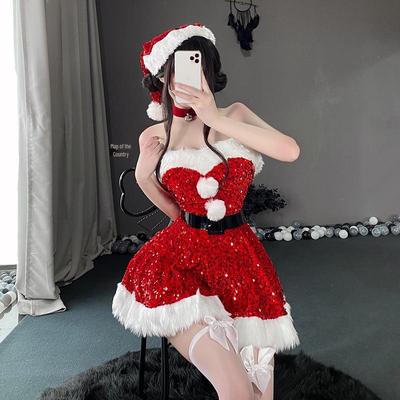 2024 Sexy Christmas Sequined Bandeau Dress: Autumn/Winter Party Costume for Hot Girl Stage & Cosplay