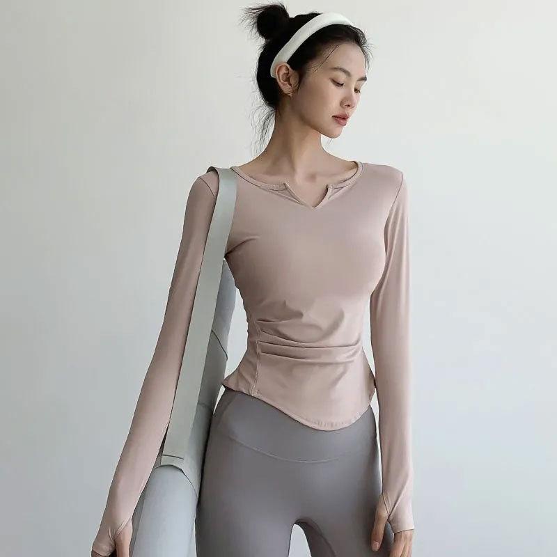Women's Quick-Dry V-Neck Slimming T-Shirt for Running and Yoga