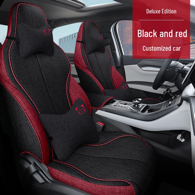 BYD QinPLUS Linen Car Seat Cushion, Full Surround, Four Seasons, for Qinplusdmi/ev.