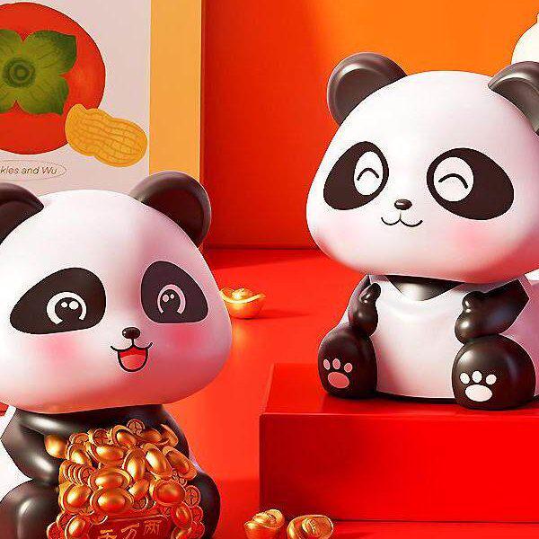 Ornamento Panda Oscillante Alimentato a Energia Solare per Scrivania o Auto