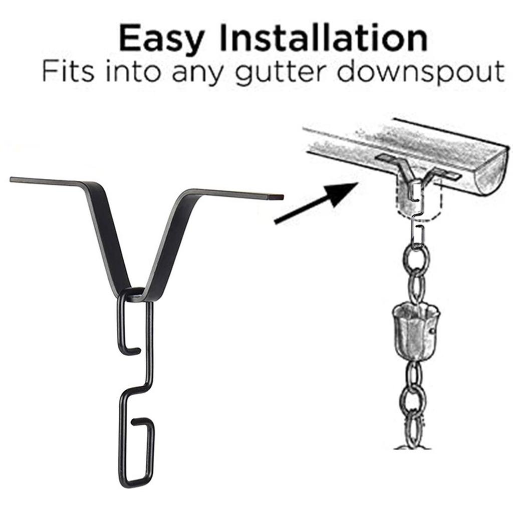 Weather Resistant Rain Chain Hook Sturdy Rain Chain V Hook System Accessories for Gutter Outlets with Decorative Touch