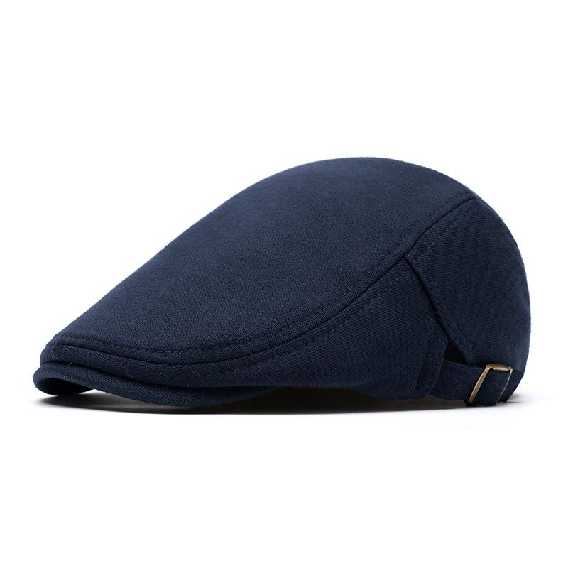 

Warm Duckbill Hat for Men & Women, Solid Color Newsboy Cap, Flat Cap, Autumn/Winter, Large Head Fit. Adjustable темно-синього кольору