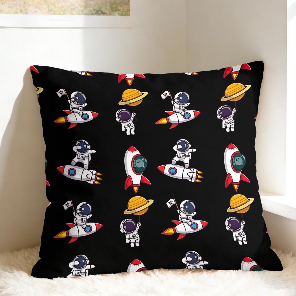 Astronaut & Rocket & Planets Pillow Cover Novelty Pillow Case For Living Room Sofa Comfy Pillowcases Birthday Present