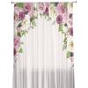 Pink Rose Flower Tulle Sheer Curtains for Living Room Decoration Window Curtain for Bedroom Kitchen Voile Organza Drapes
