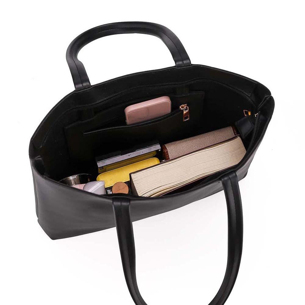 Anti-splash Water Soft PU Tote Bag Large Capacity French Underarm Bag Solid Color Handbag  School