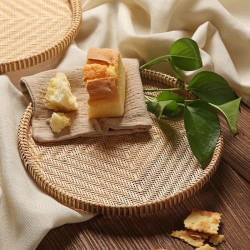 Lirancia Bamboo Strainer Set, Dustpan, Bamboo Strips, Round Bamboo Strainer, Bamboo Tray, Handmade with Natural Materials, Lightweight and Durable, Pe