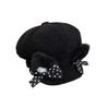 (Black) Handmade Beret Puppy Ear Painter Hat for Unisex Beret Cabbie Hat for Outdoor Leisure Dark Hat Photo Props  Khaki