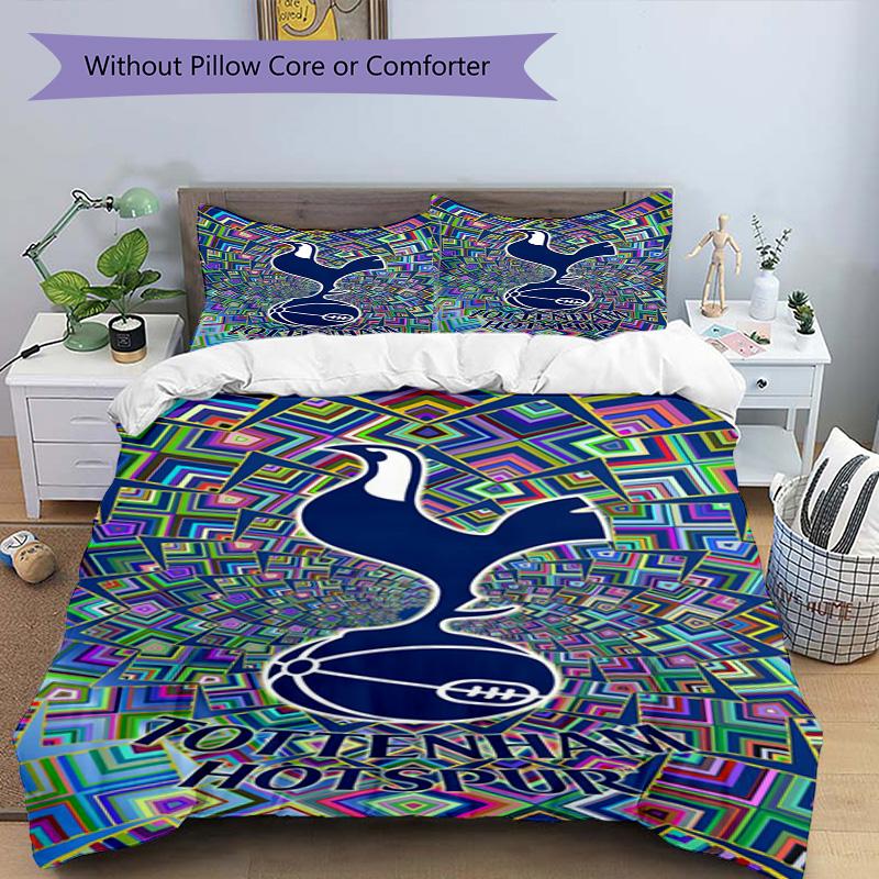 Tottenham Hotspur F.C Design Printed Pattern Duvet Cover Set – Includes 1 Duvet Cover and 2 Matching Pillowcases Bedroom Decor Christmas Gifts