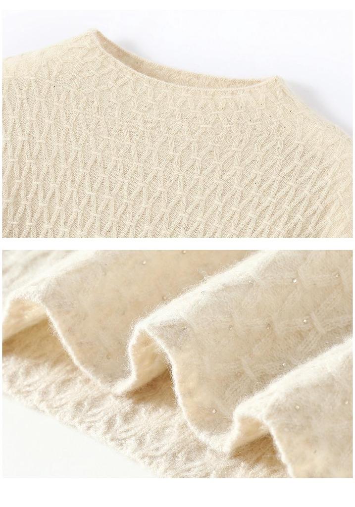Lekasha Women's 100% Cashmere Knitted Sweater, Half-High Neck, Long Sleeve, Autumn/Winter Pullover