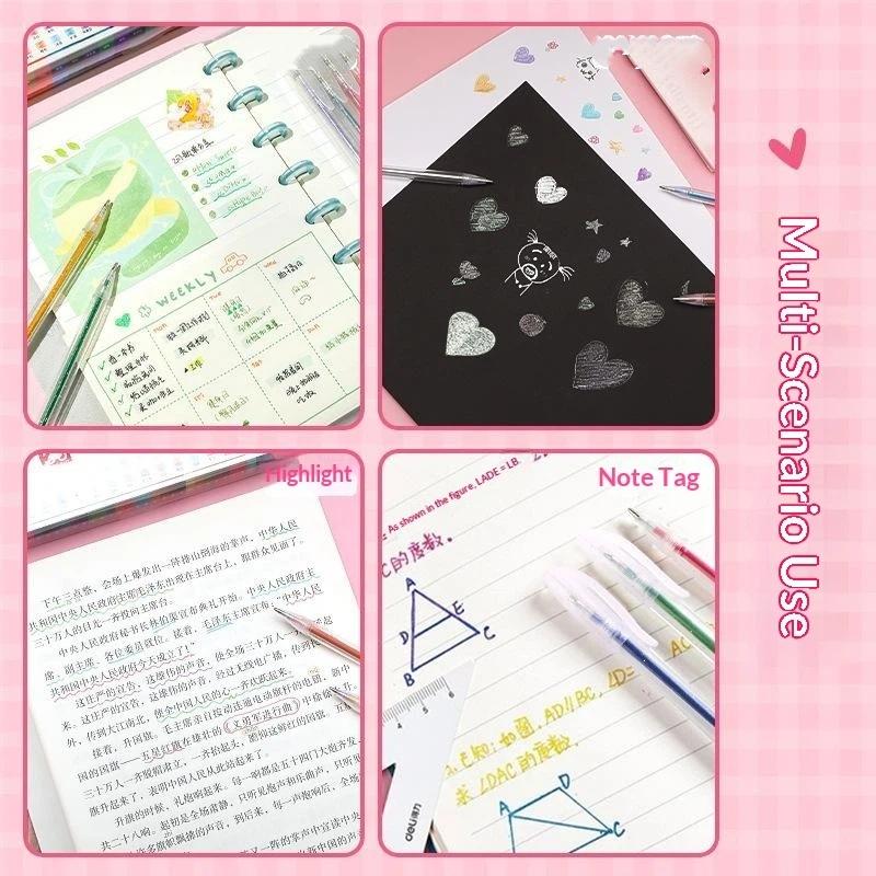 New 8/12/18 Colors Glitter Gel Pen 1.2mm Metal Glitter Color Ballpoint Pen Paper Cardstock Diary Cute Drawing DIY Art
