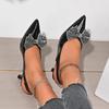 2025 New Slip-on Women's High Heels Crystal Butterfly-knot Office and Career Best Seller Plus Size Closed Toe Sandals