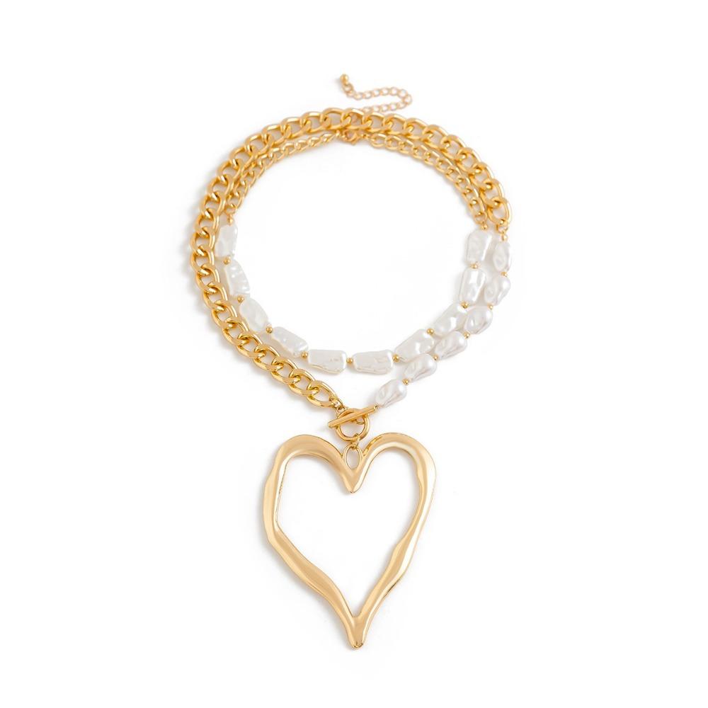 Exaggerated Size Baroque Imitation Pearl Chain Multilayer Pearl Necklace  Bridal Accessories