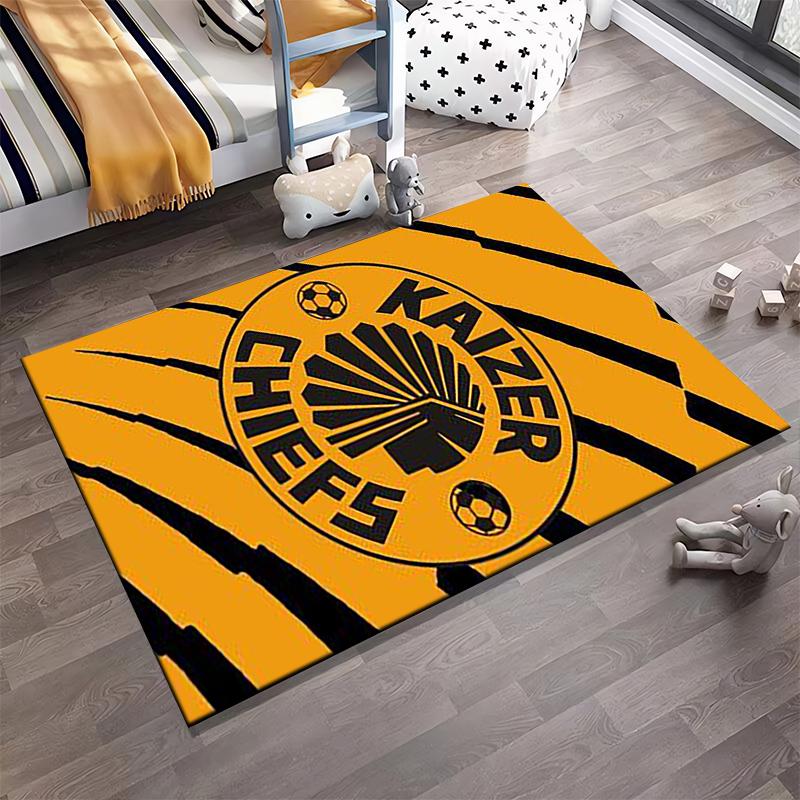 Kaizer Chiefs Logo with Bold Stripes Rug Non-slip Rug Suitable for Living Room and Bedroom Sofas