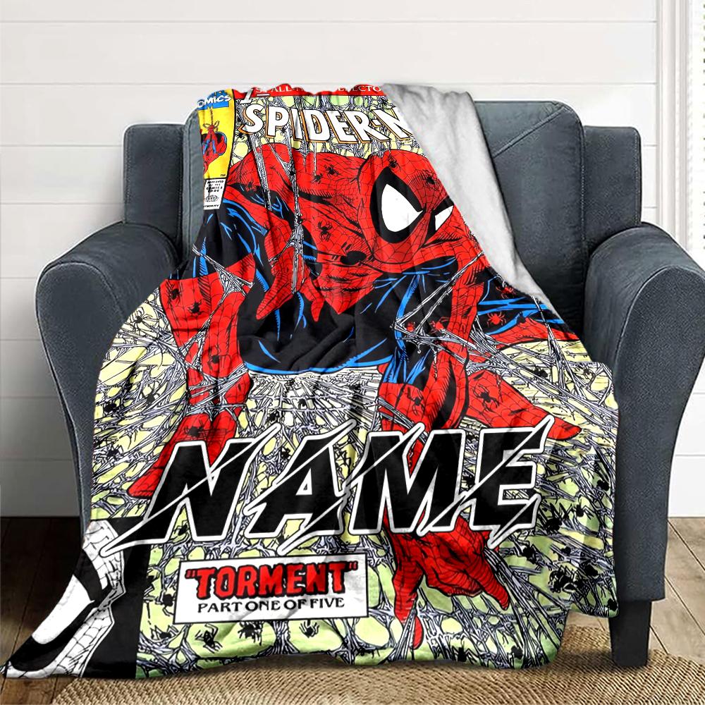Custom Name Venom Vs Spiderman Urban Battle Party Blanket For Couch Bed Plush Cozy Fuzzy Blanket Super Soft Warm Blankets For Fall And Winter 0916177