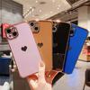 Love Heart Plating Frame Case For iPhone 13 12Mini 11 Pro Max SE2 SE3 Cute Soft Silicone Protective On 7 8 Plus XS XR Back Cover