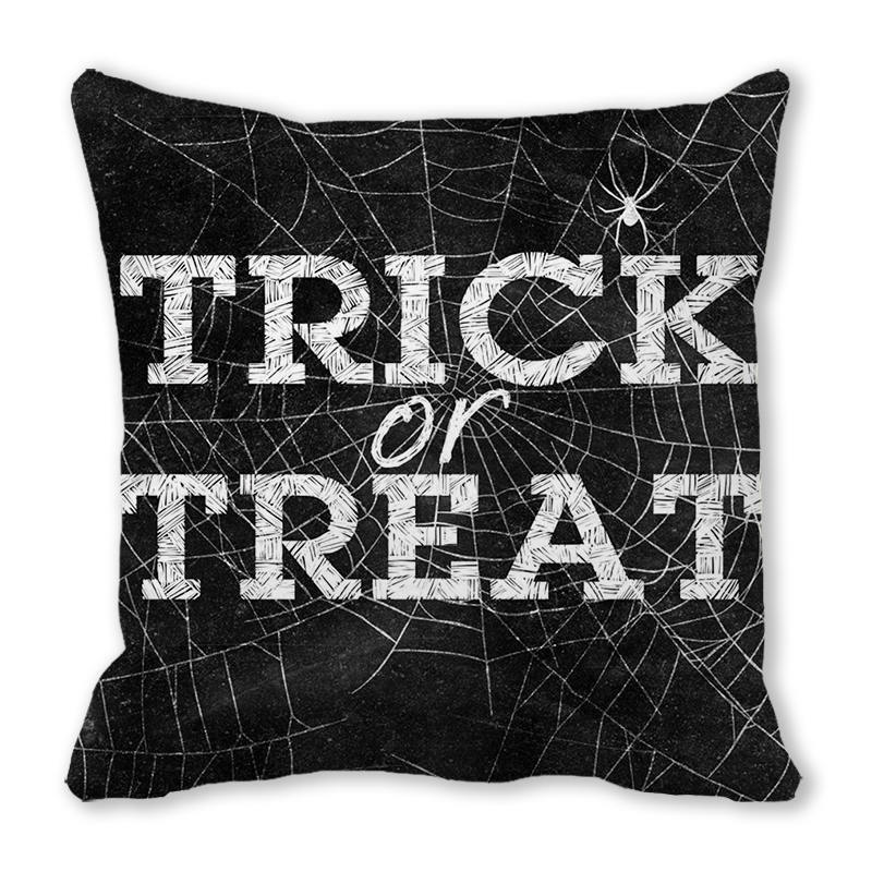 Creative Halloween Happy Letters Digital Printing Short Plush Pillow Covers for Car Sofa Office Cushion Cover Home Goods