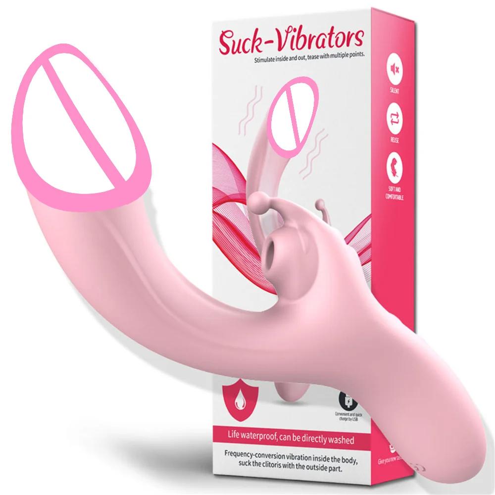 High Speed Vibration G-Spot Massager Clitoris Sucking Stimulator 2 In 1 Female Masturbator Dildo Vibrator Couples Goods Sex Toy