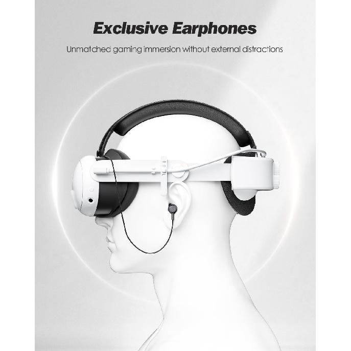SUPERUS Battery Head Strap for Quest 3S/Quest 3 with Earphones - Adjustable Elite Strap Replacement Accessories for Meta/Oculus Quest 3S/Quest 3 -