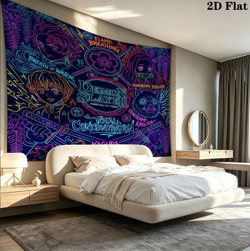 Arazzo da Parete Demon Slayer Appeso Estetico alla Parete Coperta in Tessuto Stampato Arazzi Decorativi per Camera da Letto Soggiorno Decorazione per la Casa