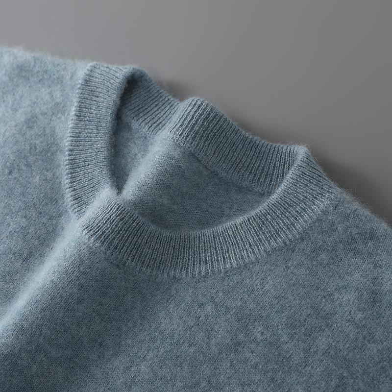 Herrtröja i enfärgad ullstickad casual